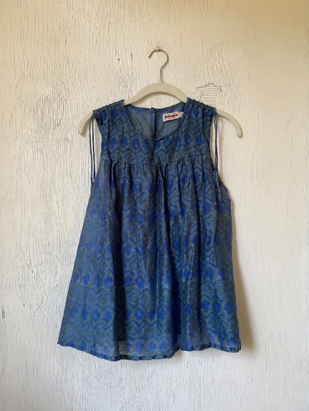 Fabindia block print cotton + silk tank